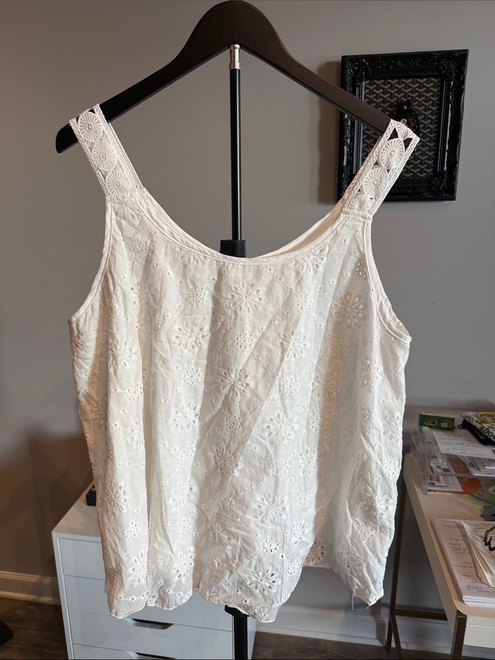 White Eyelet Lace Tank Top